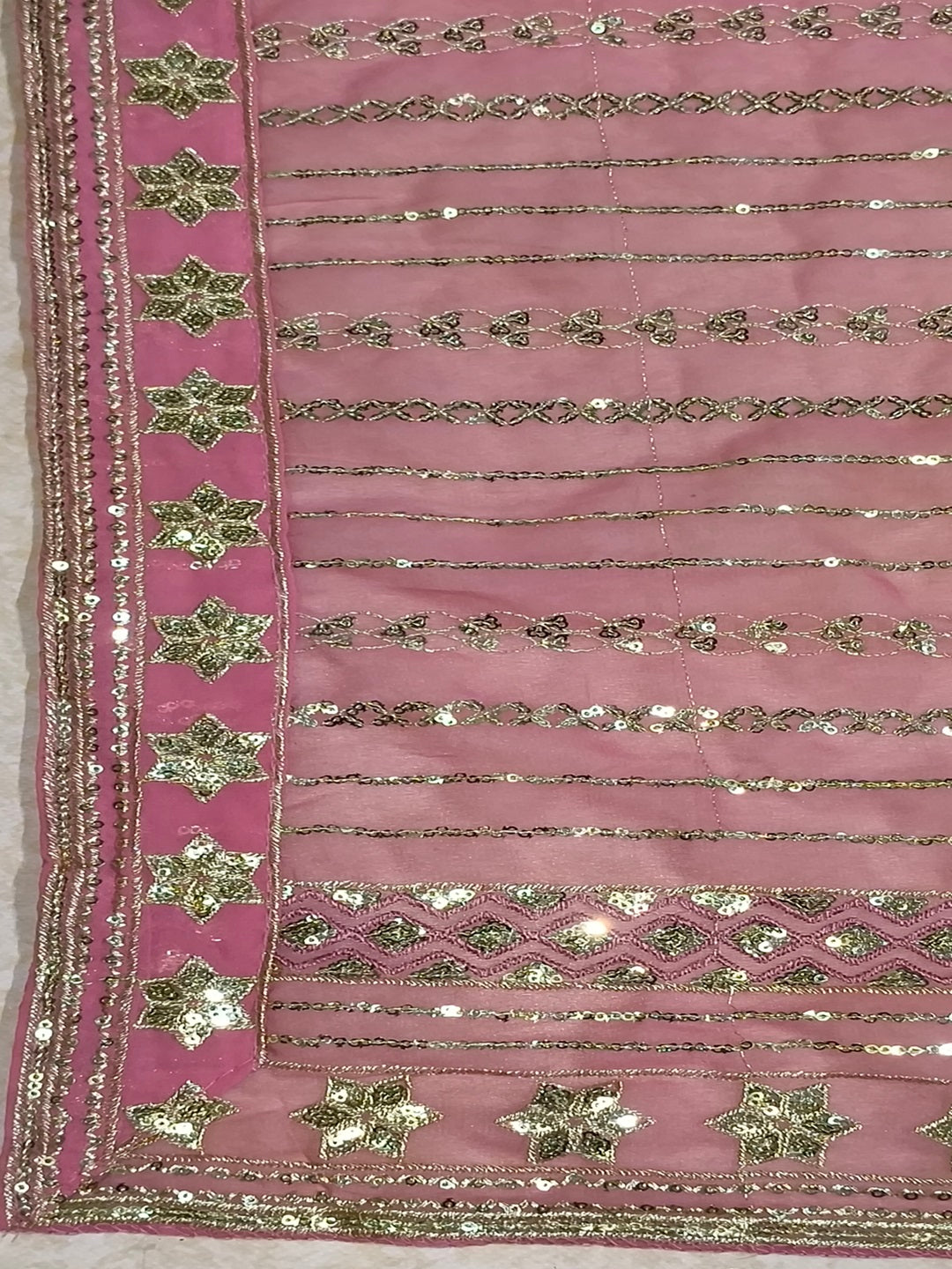 Women's Georgette Embroidery Peach Color Kurta Pant With Dupatta