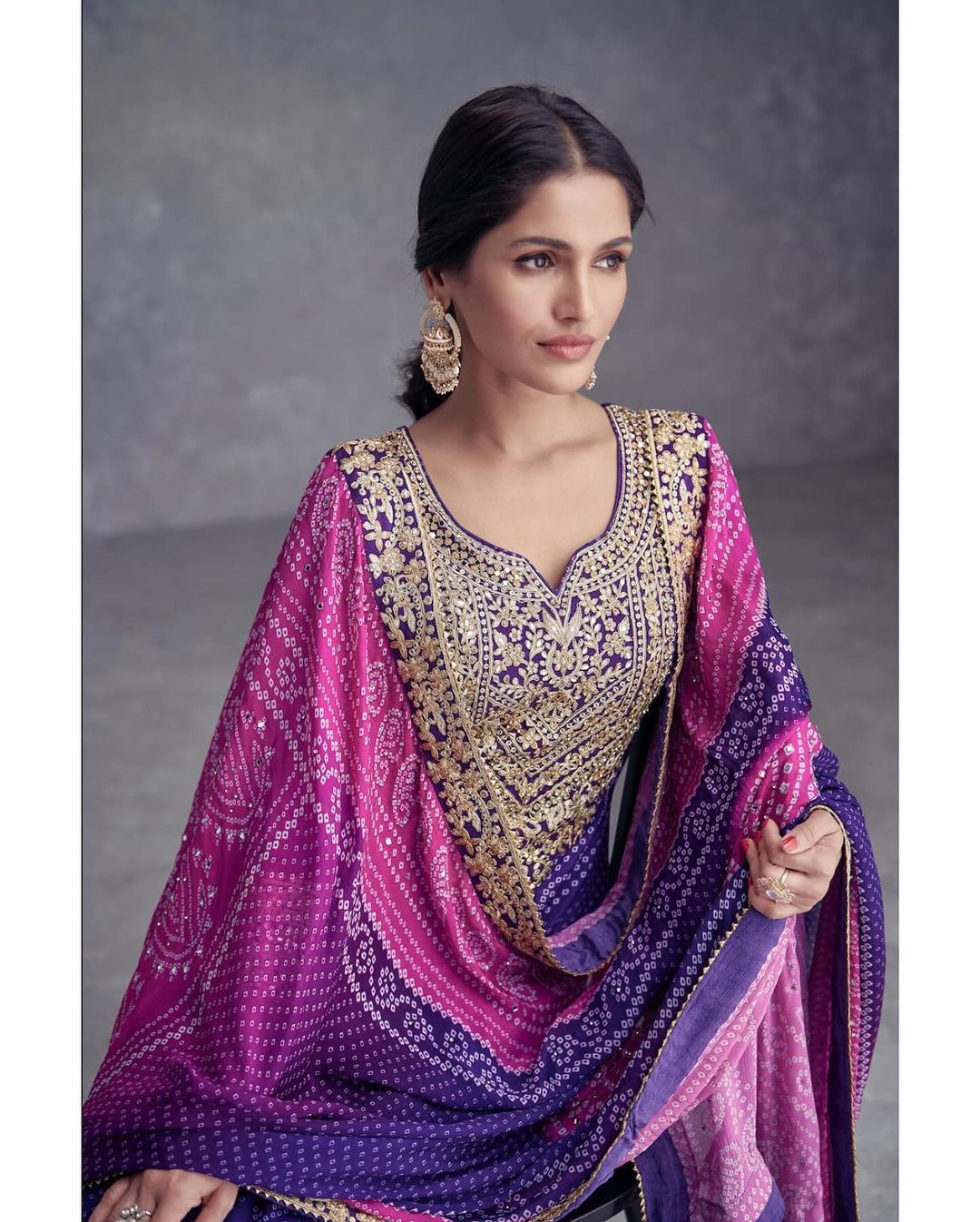 Women's Chinon Silk Embroidery Blue Color Kurta Pant With Dupatta
